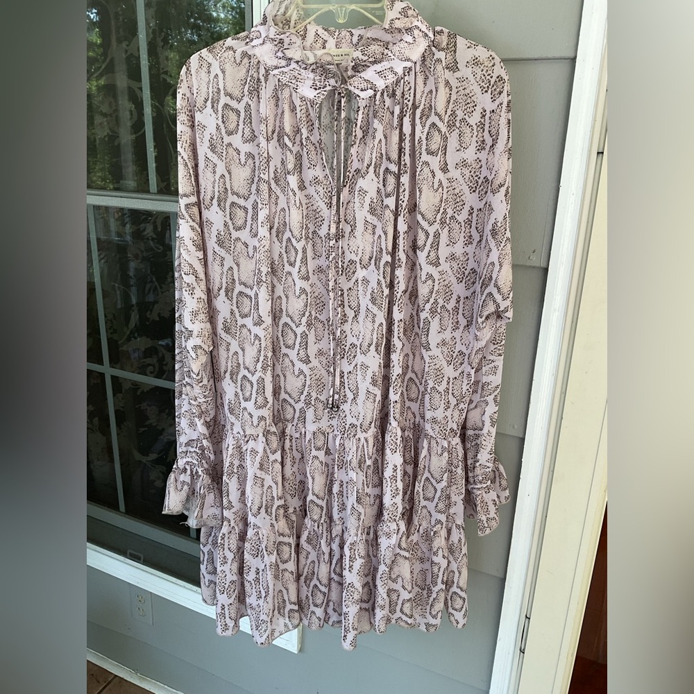 Saints & hearts Chic Long Sleeve Snake Print Dress smock 30” across 1X tunic EUC
